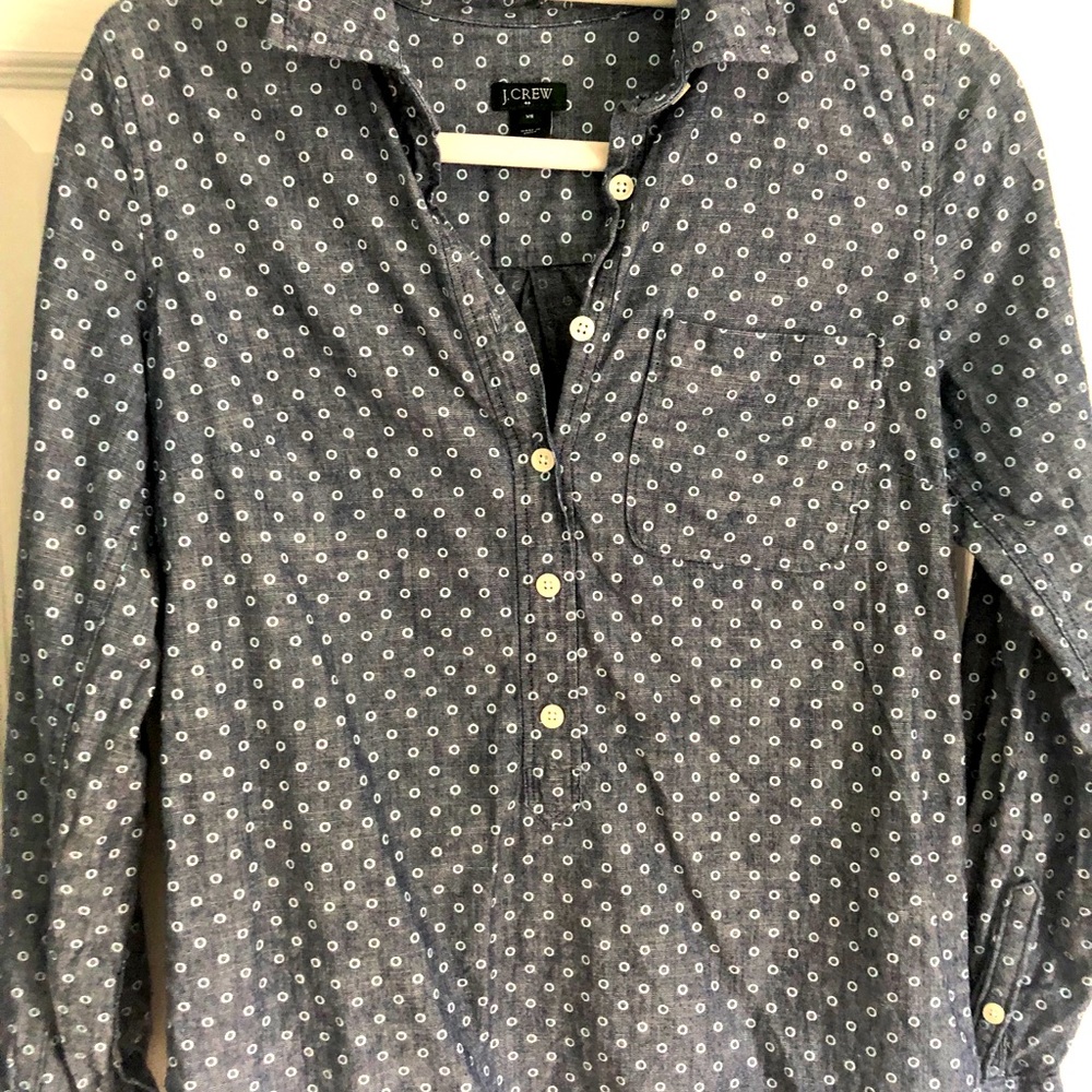 Patterned J Crew Chambray blouse